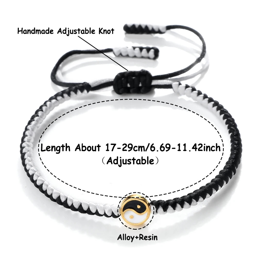 Mini Taichi Pendant Braided Bracelet Women Men Yinyang Balance Couple Bracelet&Bangles Chain Jewelry Vintage Pulsera Jewelry  (GoldenCity)