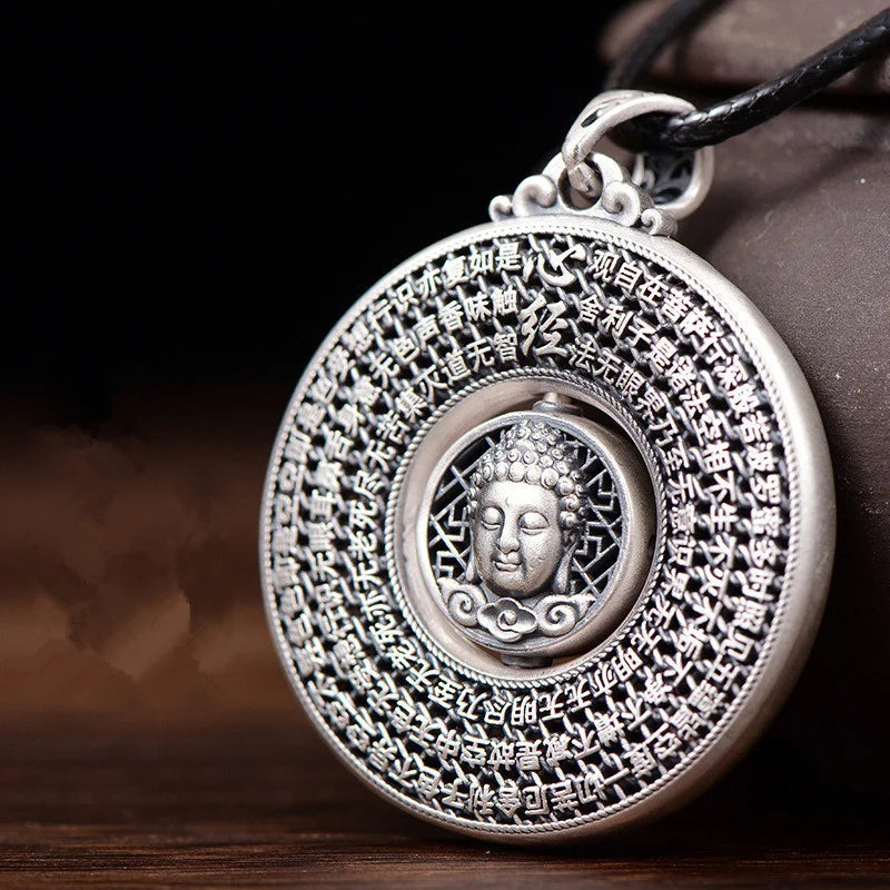 Blessing Heart Sutra Buddha Pendant For Women Men Jewelry Rotatable Tathagata Paramita Scriptures Necklace Male Accessories  (GoldenCity)