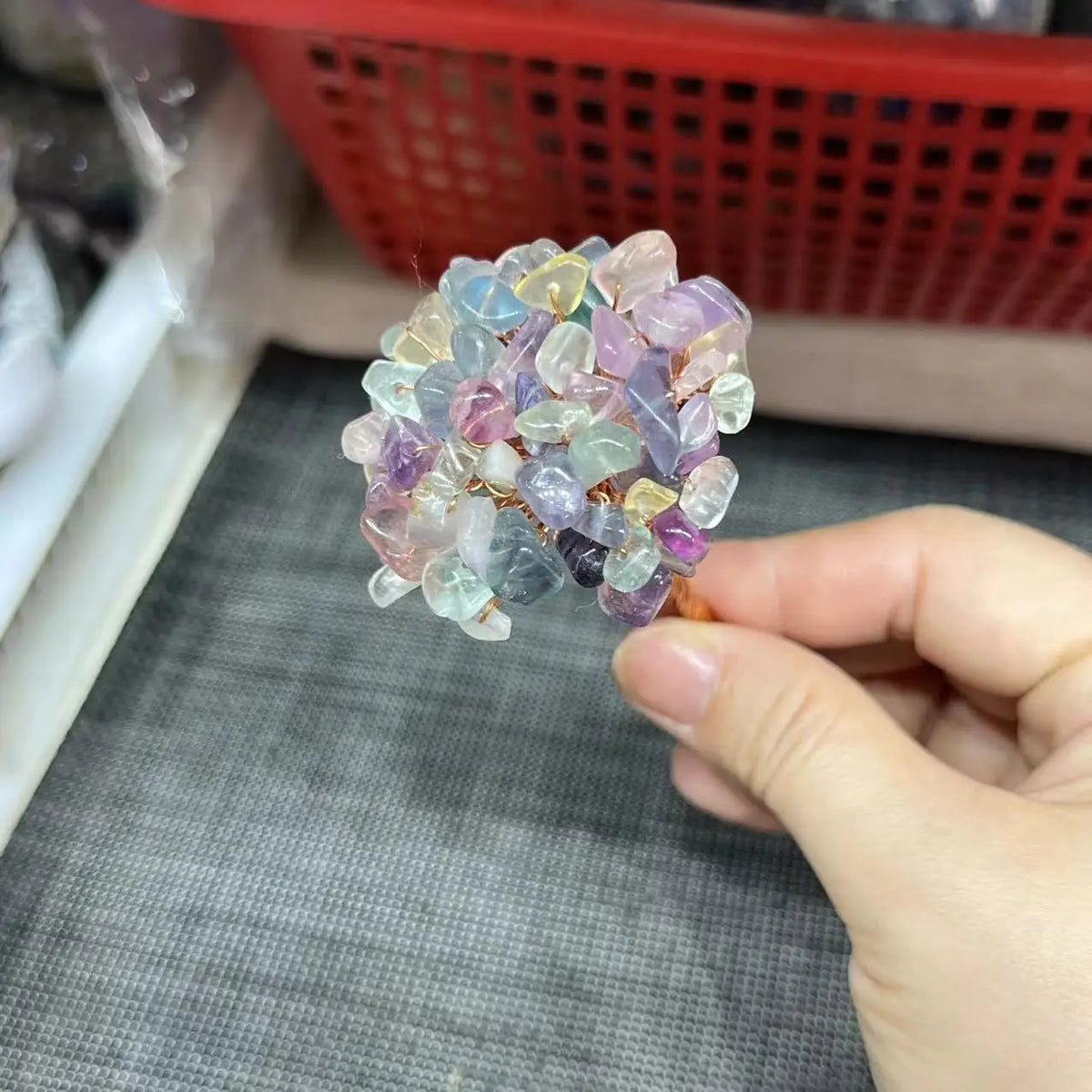 Natural Crystal Money Lucky Tree Amethyst Rose quartz Reiki Healing Fengshui Tree For Wealth And DIY Luck Home Decoration  (GoldenCity)