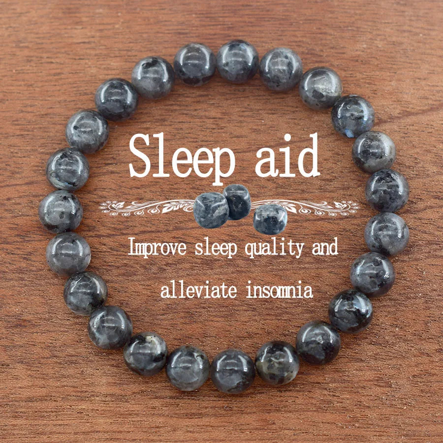 Natural Blue SandStone Round Beads Bracelet for Man Fashion Vintage Natural Crystal Agate Jewelry for Women Yoga Meditation Gift  (GoldenCity)