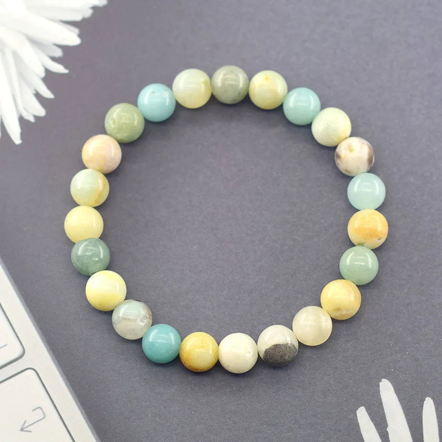 Lucky Bracelet Natural Amazonite Stone Bracelet for Women Men Amethyst Tiger Eye Aventurine Agates Stone Beads Jewelry Pulsera  (GoldenCity)