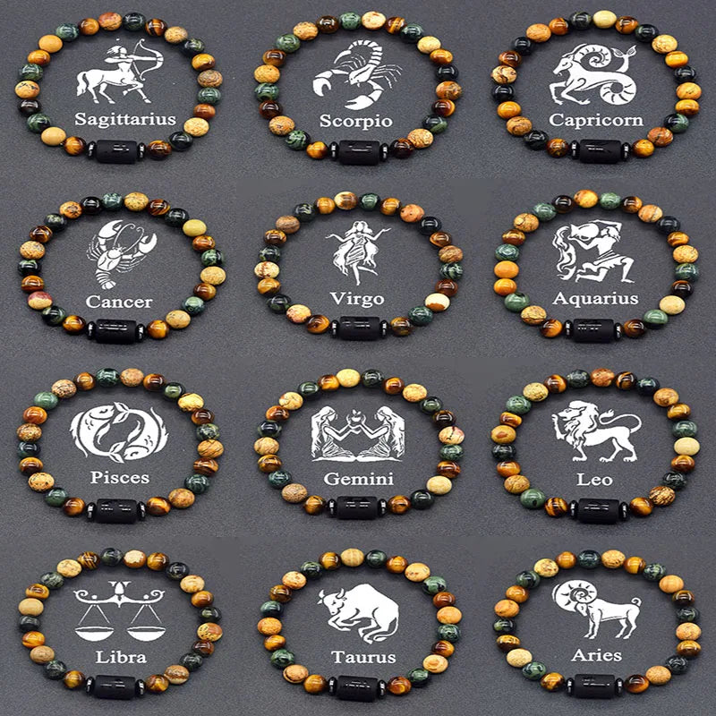 12 Constellation Signs Bracelet for Women Men 12 Zodiac Charm Bracelet Homme Capricorn Libra Leo Signs Jewelry on Hand Wholesale  (GoldenCity)