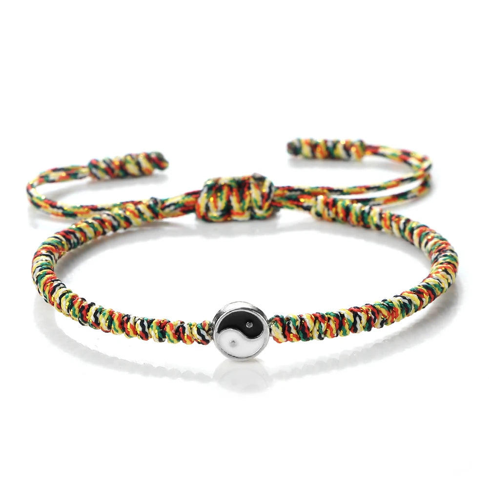Mini Taichi Pendant Braided Bracelet Women Men Yinyang Balance Couple Bracelet&Bangles Chain Jewelry Vintage Pulsera Jewelry  (GoldenCity)