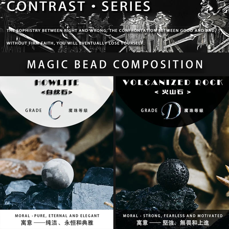 Contrast Series Fengshui Black Volcanic White Howlite Beads Bracelet for Women Man Tai Chi Yin And Yang Balance Yoga Meditation  (GoldenCity)