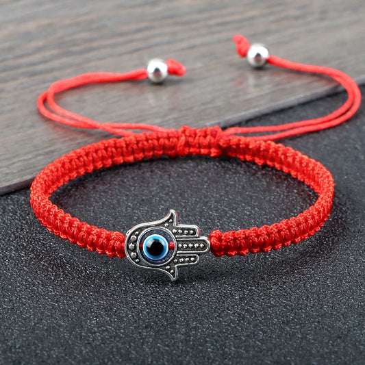 New Prayer Hand of Fatima Evil Eye Braided Bracelet Red Black Color Nylon Thread Lucky Couple Bracelet&Bangles Jewelry Men Women  (GoldenCity)