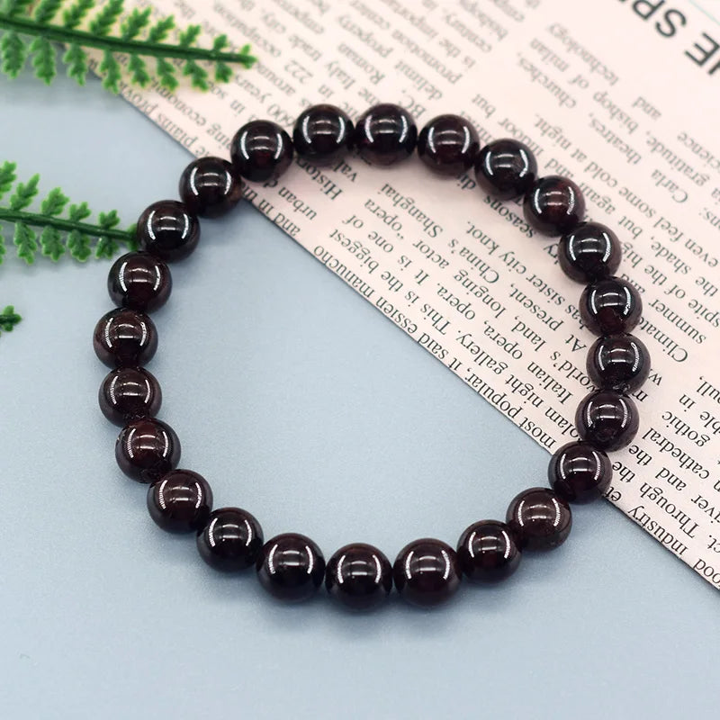 Natural 5A Garnet Stone Femme Wine Red Bead Bracelet Men Bangle Women Jewelry Lucky Energy Healing Bracelet Valentine's Day Gift  (GoldenCity)