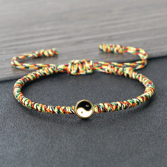 Mini Taichi Pendant Braided Bracelet Women Men Yinyang Balance Couple Bracelet&Bangles Chain Jewelry Vintage Pulsera Jewelry  (GoldenCity)