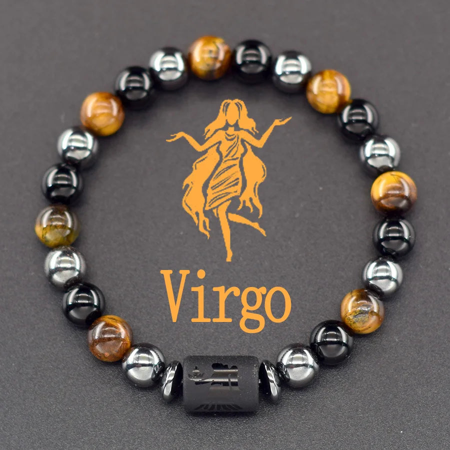 12 Zodiac Sign Bracelet Homme Constellation Bracelet for Men Aries Virgo Leo Libra Charm Bangle Women Friendship Jewelry on Hand  (GoldenCity)