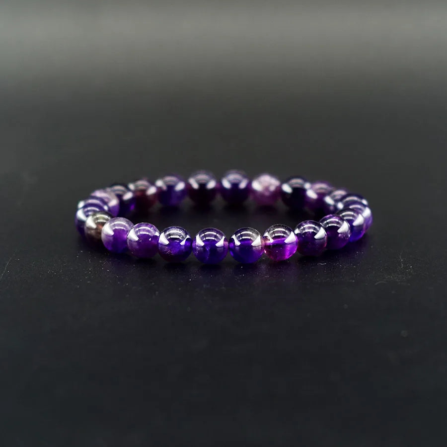 Natural Amethyst Quartz Crystal Bead Bracelet for Women Purifying Negative Energy Weight Loss Fatigue Pressure Yoga Jewelry  (GoldenCity)