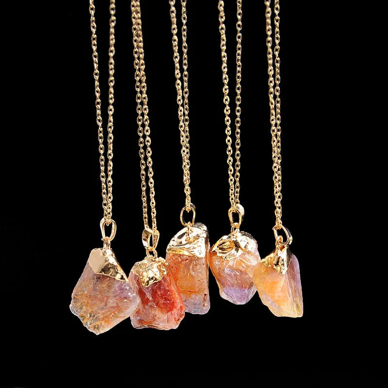 Irregular Amethyst Gemstone Necklace Healing Crystal Chakra Stone Women Birthday Gift Citrine Gemstone Necklace Healing Crystal  (GoldenCity)