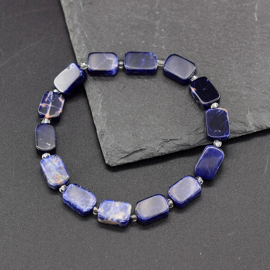 Natural Map Stone Beads Bracelet Men Women Regulate the Aura and Bring Good Luck Elastic Strand Jewelry for Kids Gift Wholesale  (GoldenCity)