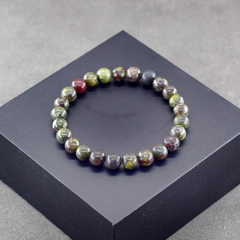 Real Natural Dragon Blood Stone Bracelet Homme Quartz Lava Tiger Eye Stone Beaded Reiki Yoga Healing Agates Jewelry for Men Gift  (GoldenCity)