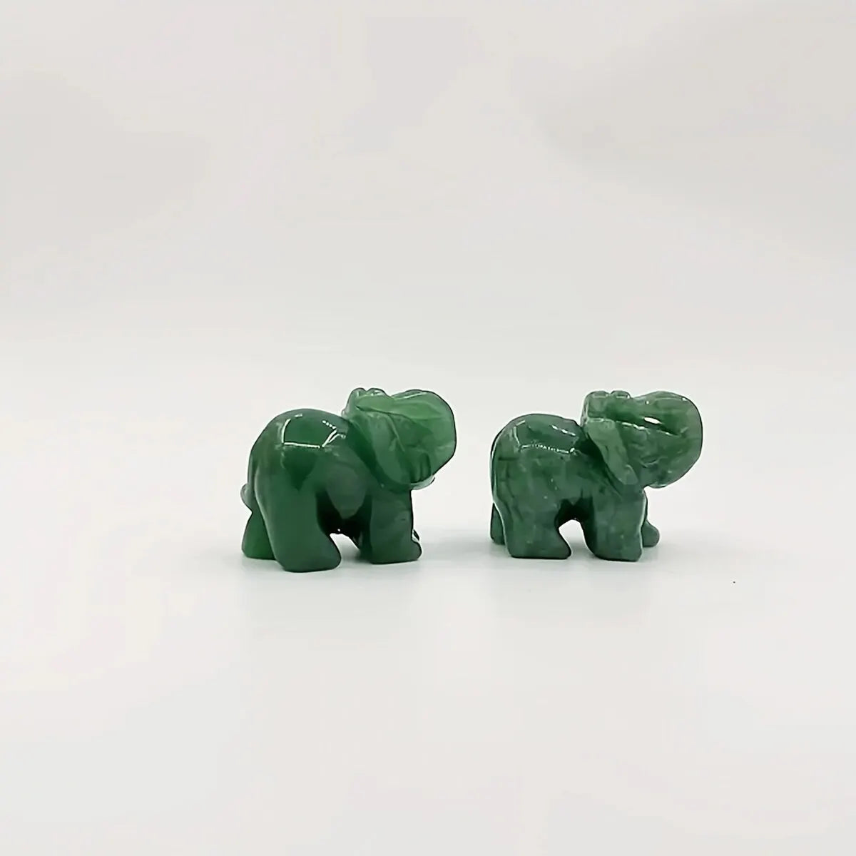 Hand Carved Natural Green Aventurine Jade Elephant Statue - Good Luck Ornament and Decor  (GoldenCity)