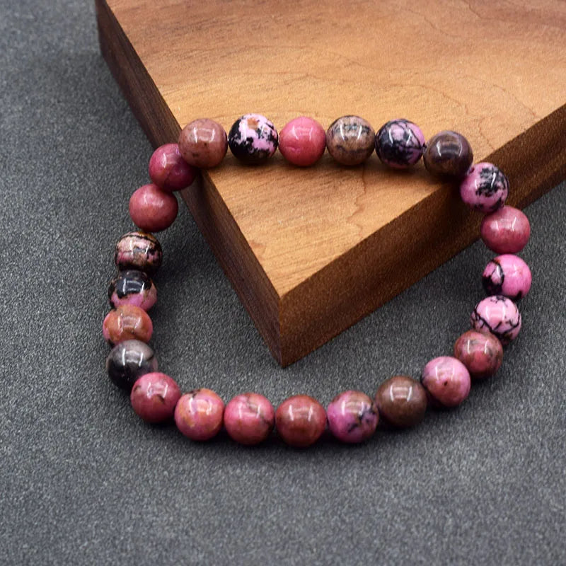 Natural  Rhodonite Stones Beads Bracelets for Women Reiki Yoga Bracelet Men Agate Quartzs Healing Bangle Wristband Jewelry Gift  (GoldenCity)