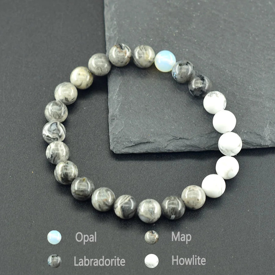 Solar System Eight Major Planets Moon Bracelet Made of Natural Stone Bead Bangle Black Labradorite Stone Gift for Astronomy Kids  (GoldenCity)