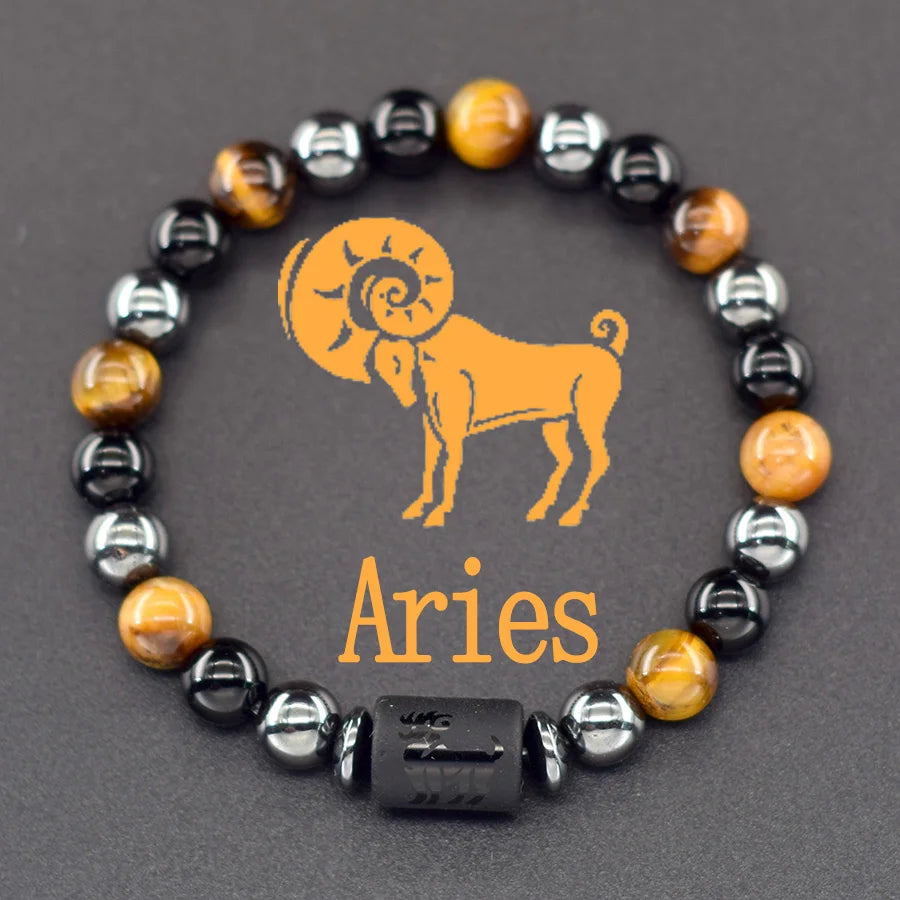 12 Zodiac Sign Bracelet Homme Constellation Bracelet for Men Aries Virgo Leo Libra Charm Bangle Women Friendship Jewelry on Hand  (GoldenCity)