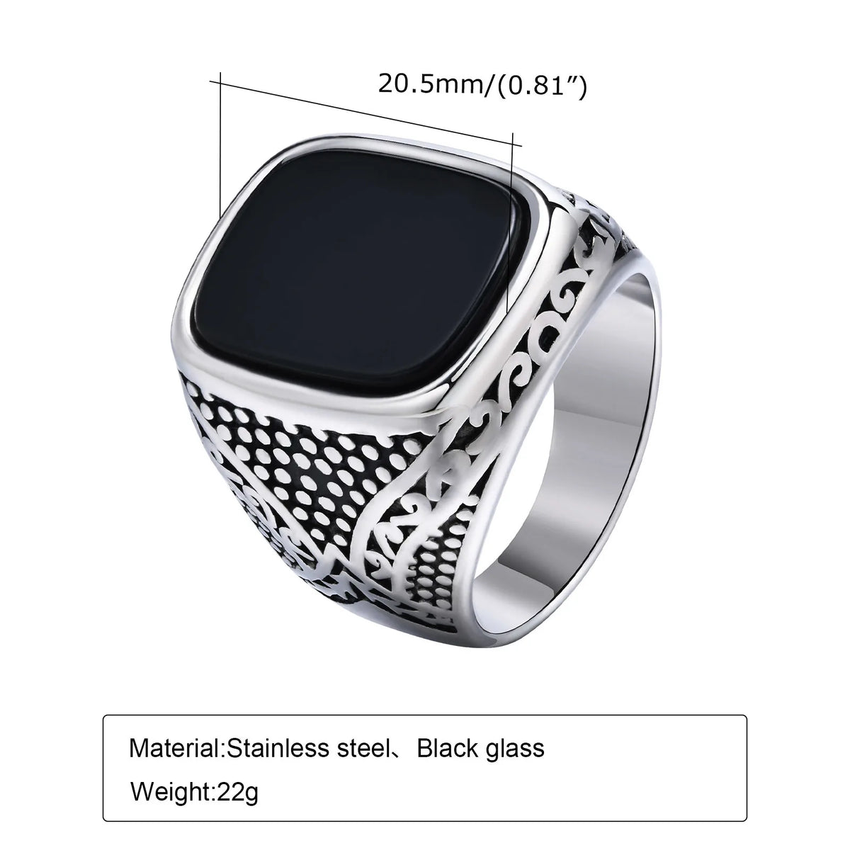 Rock Punk Onyx Stone Rings for Men, Stylish Solid Stainless Steel Metal Signet Ring,Cool Fashion Gifts for Him Jewelry  (GoldenCity)