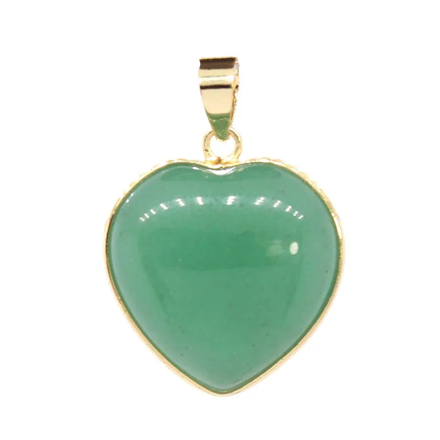 Charms Natural Healing Crystal Heart Stone Pendants For Women Necklace DIY Amethyst Rose Quartz Gemstone Choice Men Jewelry  (GoldenCity)