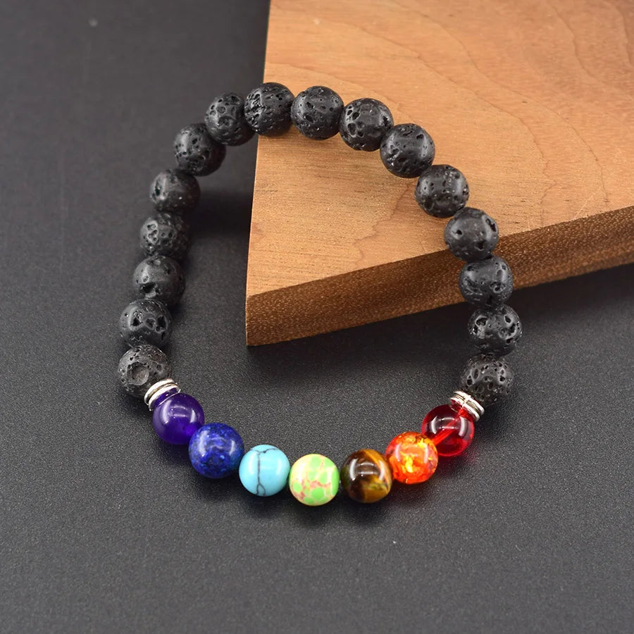 Classic 7 Chakra Beads Bracelet Women Men Natural Stone Yoga Meditation Reiki Healing Balance Lotus Flower Bracelet Bangle Gift  (GoldenCity)