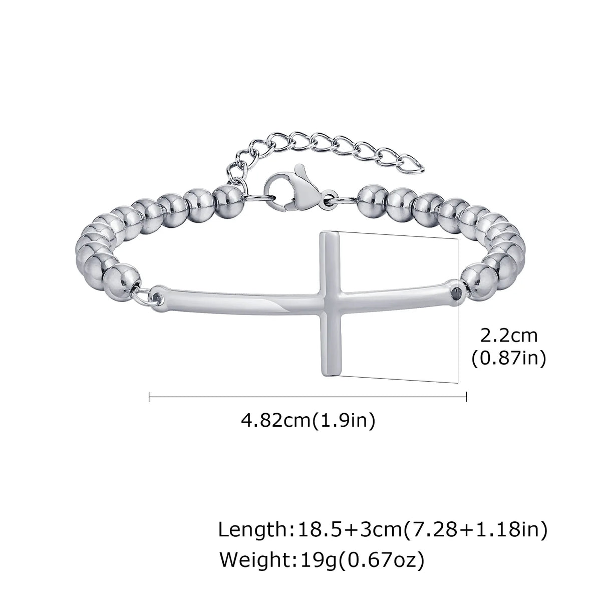 Saint Benedict Cross Bracelets,Stainless Steel Bead Chain Stretch Strand Bracelets For Women Men,Religion Jewelry Christ  (GoldenCity)
