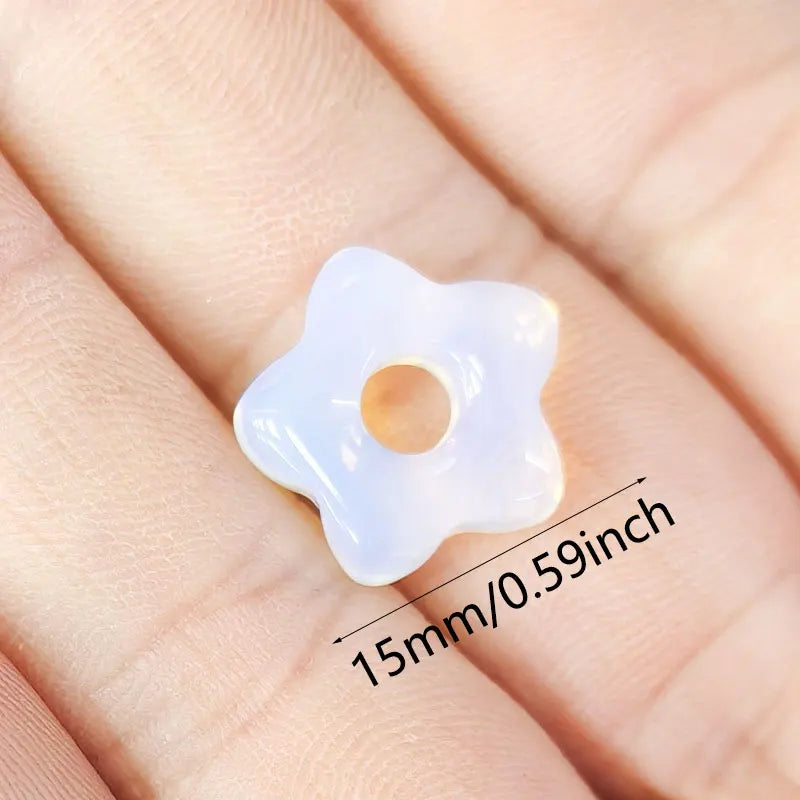 1pc Natural Stone Large Hole Beads Flower Shaped Jewelry Making DIY Necklace Bracelet Earings Accessories  (GoldenCity)