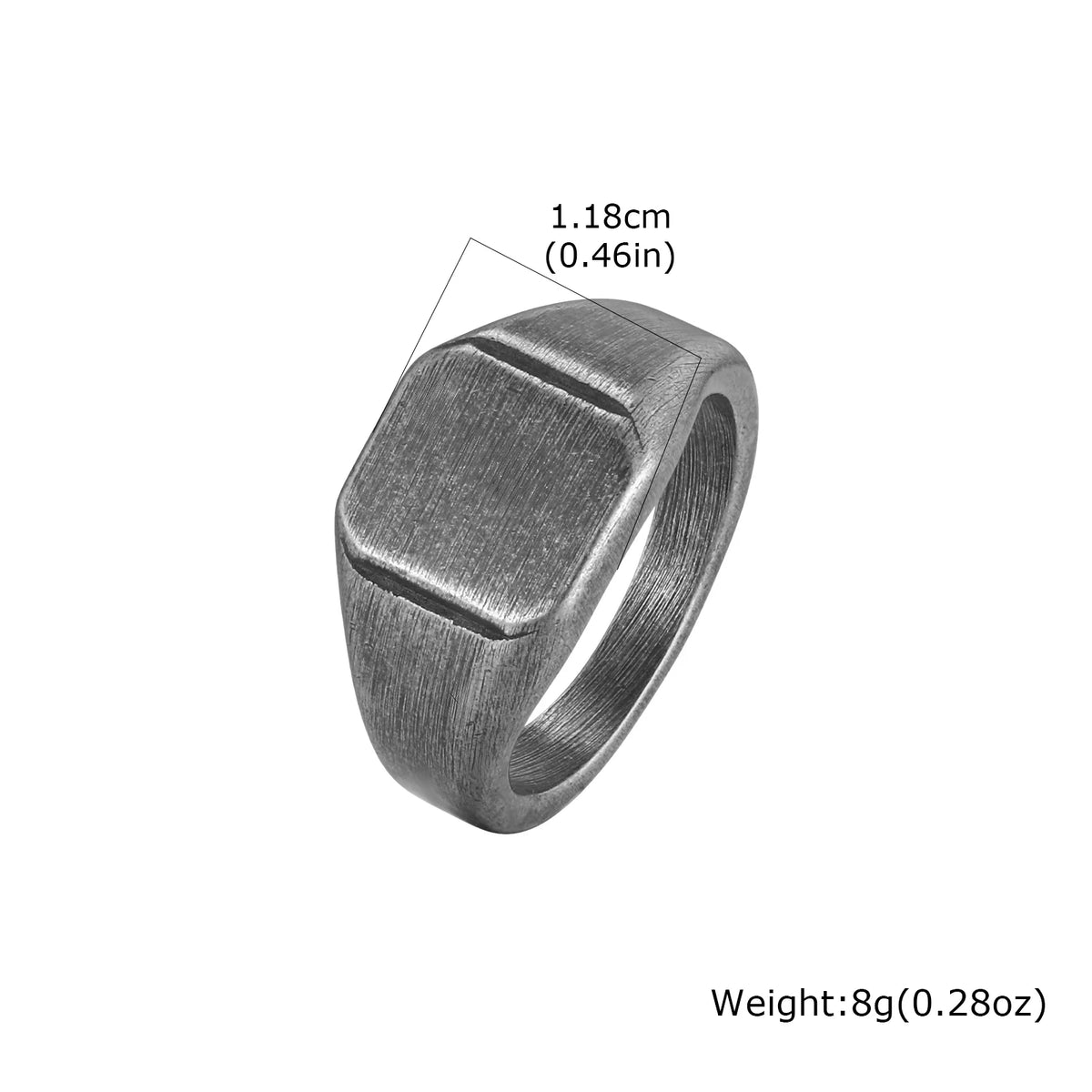 Brushed Square Signet Ring, Stainless Steel 11.8mm Wide Band for Men, Size 7-12 Chunky Finger Ring Anniversary Gift for Him  (GoldenCity)