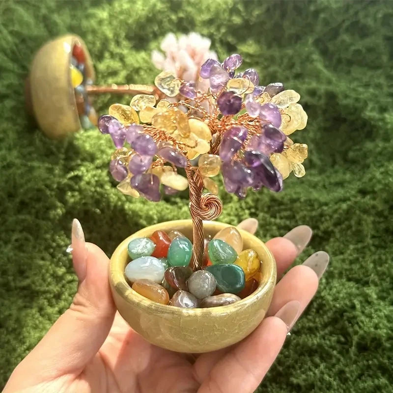 Golden City Energy Tree – Amethyst Fortune Tree-1pc, Amethyst Crystal Tree Reiki Natural Crystals Base Copper Wire Tree Life Spiritual Meditation Energy Tree Room Decor Gifts  (GoldenCity)