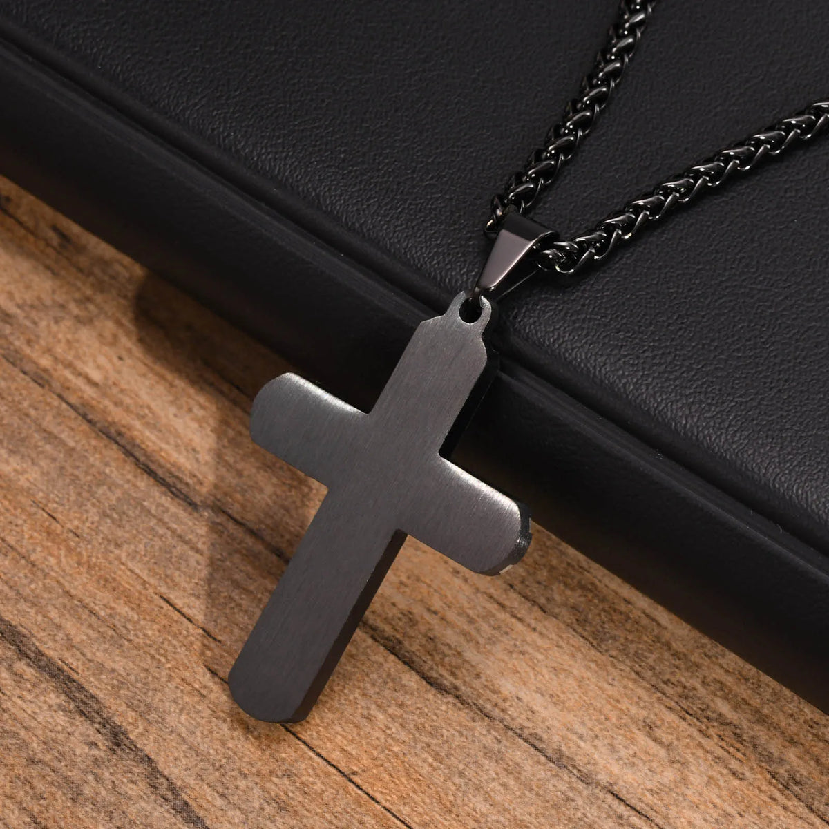 Cross Necklaces for Men, Blue Black Rhombus Stainless Steel with 60cm Wheat Chain, Stylish Cool Christ Jesus Faith Jewelry  (GoldenCity)