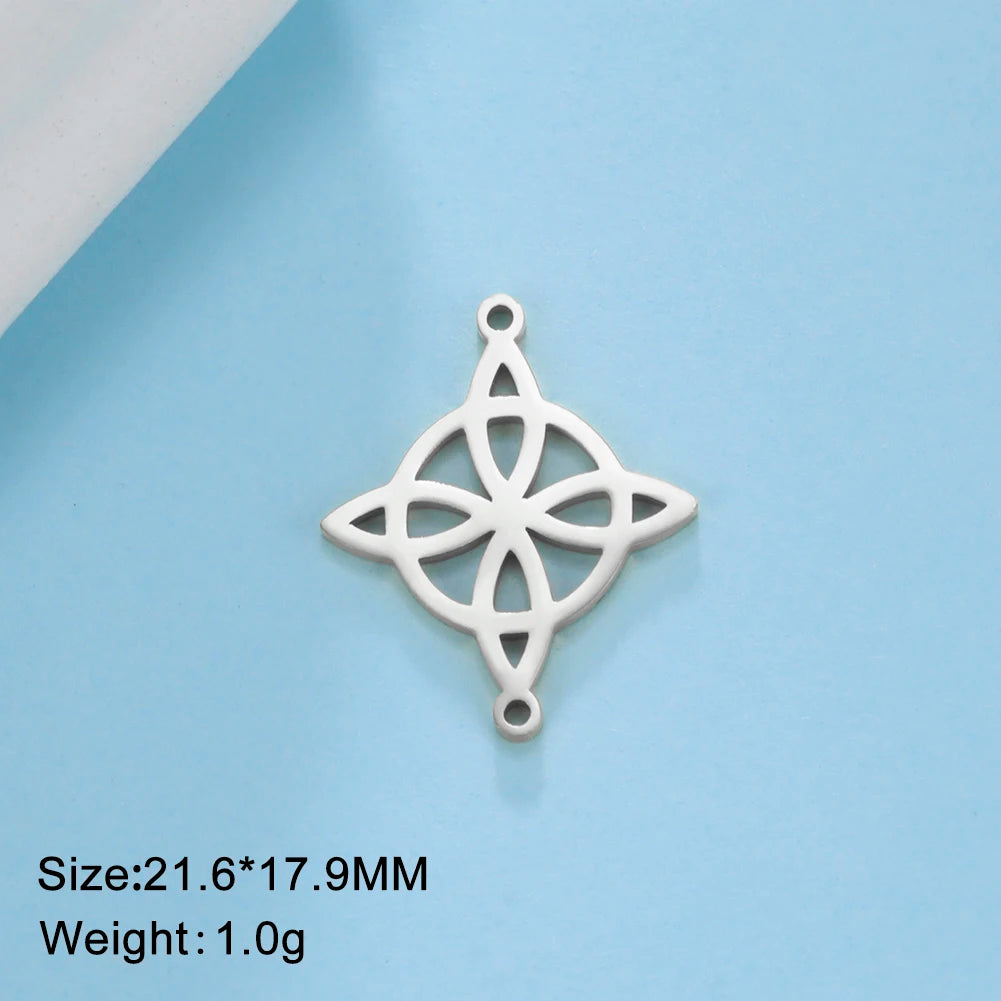 1pc Witch Knot Virgin Mary Stainless Steel Pendant Double Protection Amulet Necklace Bracelet Jewelry Making Accessories  (GoldenCity)