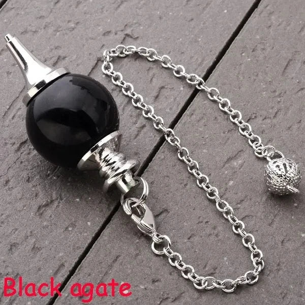 Reiki Healing Chakra Pendulum Pendants Lucky Crystal Quartz Stone Pendulum Pendant With Silvery Ball Chain Hypnosis For Necklace  (GoldenCity)