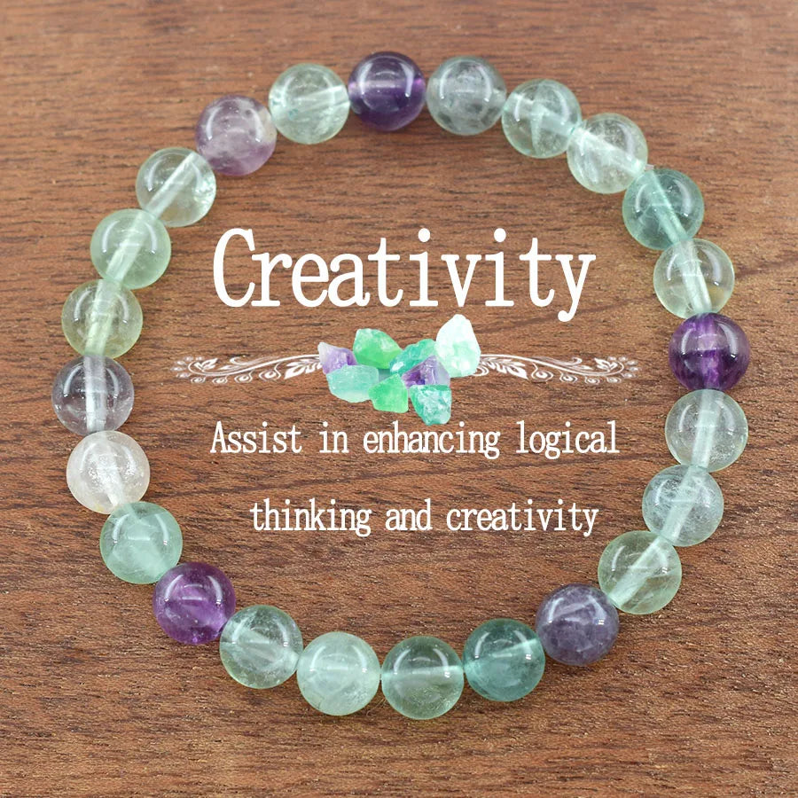 Natural Smaragdite Stone Beads Bracelet Men Natural Crystal Agate Beads Jewelry for Women Stay Calm to Solve Problem Bangle  (GoldenCity)