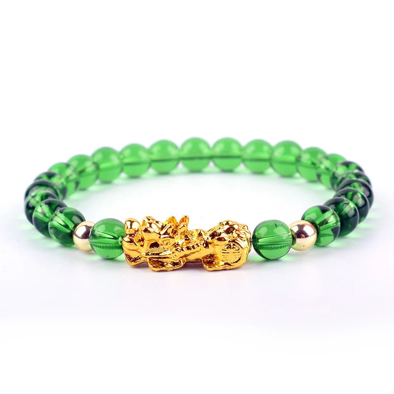 Feng Shui Obsidian Stone Beads Bracelet Men Women Wristband Gold Color Wealth and Good Luck Six Character Proverbs Bracelet  (GoldenCity)