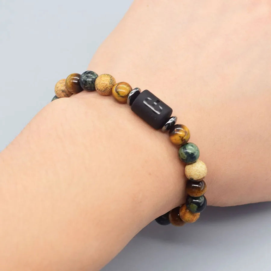 12 Zodiac Constellation Signs Bracelets for Men Women Real Natural Tiger Eye Sparrow Picture Stone Bead Bracelet Leo Taurus Gift  (GoldenCity)