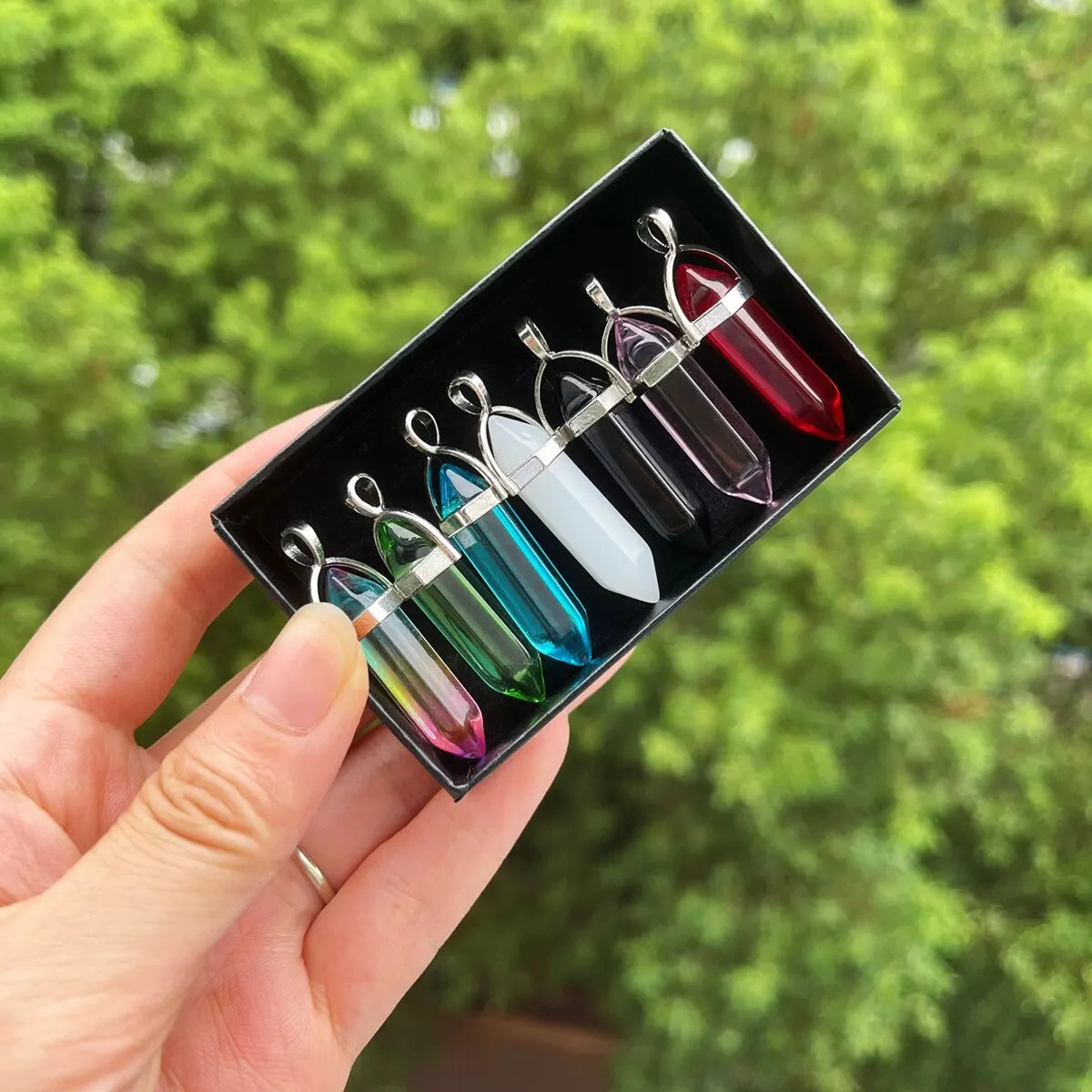 7pcs/set Bullet Shape Healing Pointed Chakra Beads Crystals For Jewelry Making Home Office Décoration Christmas Birthday Busine  (GoldenCity)