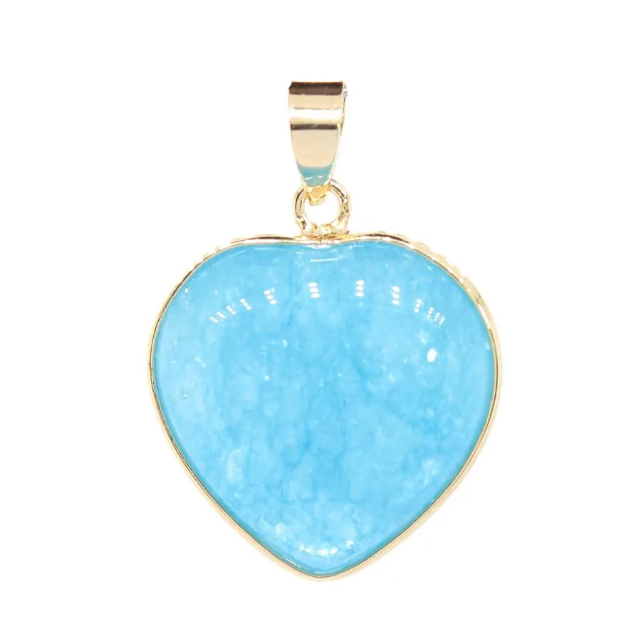 Charms Natural Healing Crystal Heart Stone Pendants For Women Necklace DIY Amethyst Rose Quartz Gemstone Choice Men Jewelry  (GoldenCity)