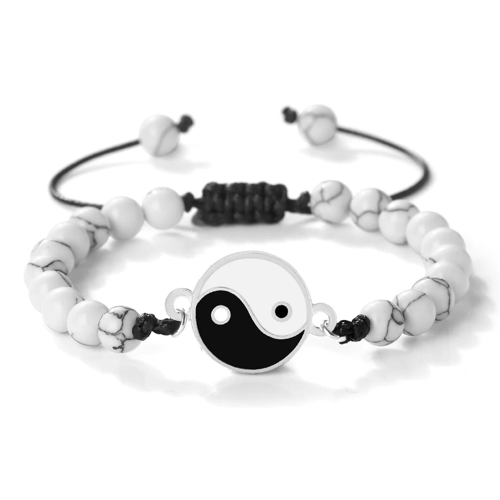 New 6mm Tiger Eye TaiChi Braided Bracelet Women Men YinYang Healing Couple Bangles Chain Adjustable Pulsera Jewelry Gift  (GoldenCity)
