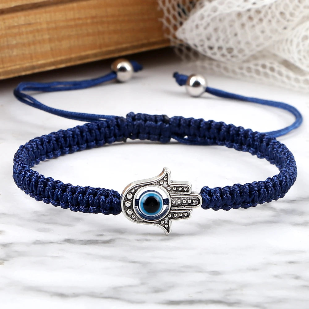 New Prayer Hand of Fatima Evil Eye Braided Bracelet Red Black Color Nylon Thread Lucky Couple Bracelet&Bangles Jewelry Men Women  (GoldenCity)