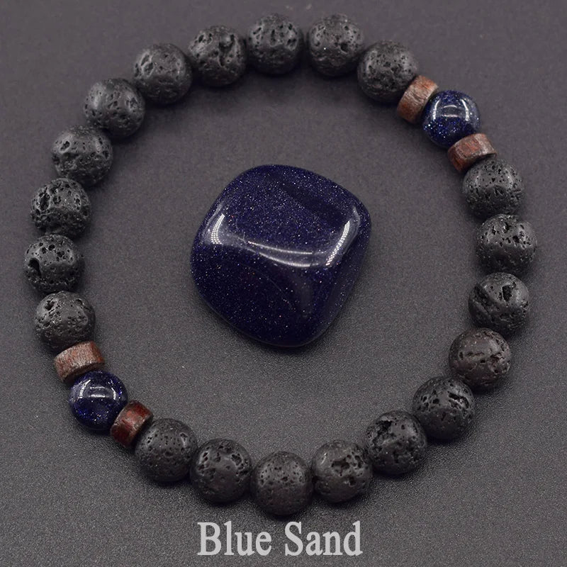 8mm Black Volcanic Beads Bracelet Men Natural Amehyst Crystal Bracelet for Women Body-Purfying Genuine Amethyst Natural Pulsera  (GoldenCity)