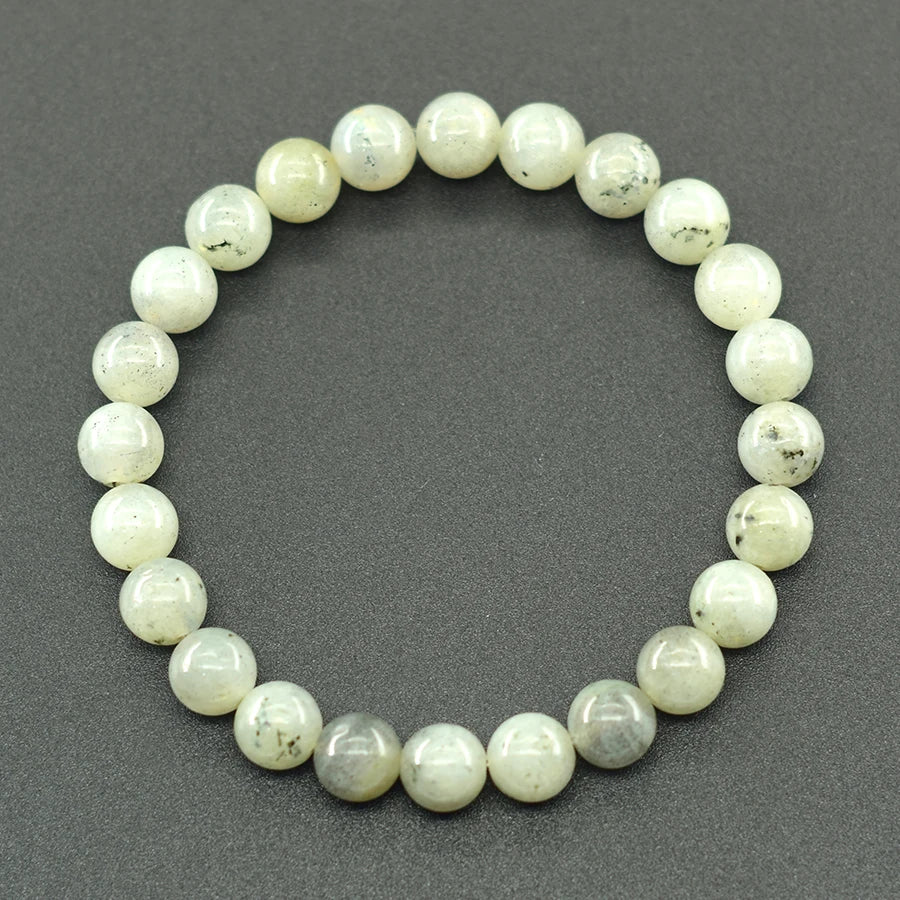 Natural Labradorite Stone Bead Bracelet for Women Men Original MoonStone Bead Charm Bangle Find Your Soulmate Love Luck Jewelry  (GoldenCity)