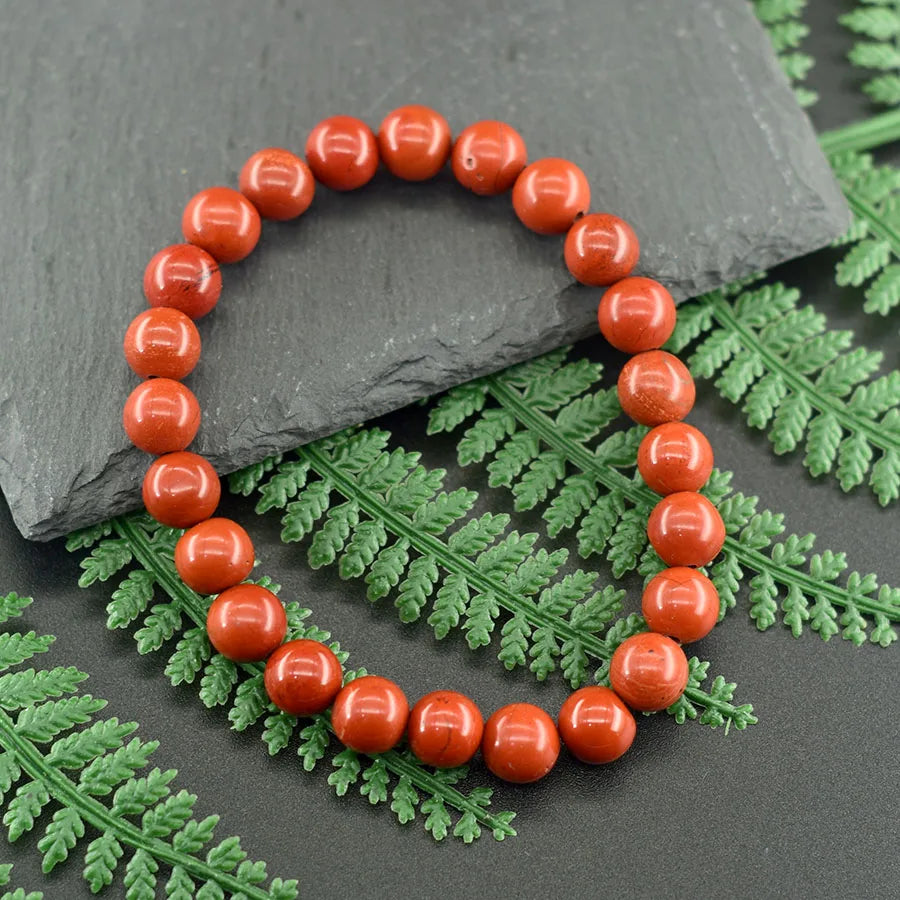 Natural Stone Real Red Jasper Prayer Bead Bracelet Women Men Rosary Stretch Elastic Bracelets Inspire Positive Emotion Jewelry  (GoldenCity)