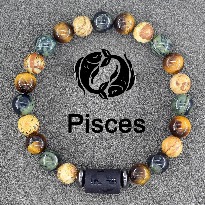 Zodiac Sign Bracelet Homme 12 Constellation Bangles Men Gemini Virgo Leo Libra Bracelet Women Friendship Gift Bracelet on Hand  (GoldenCity)