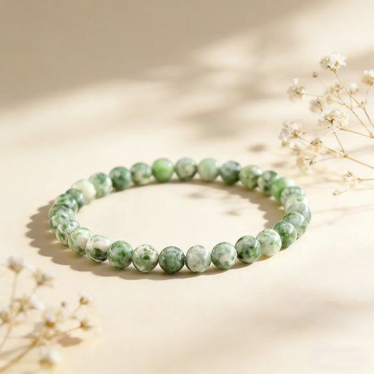 Natural Green Spot Stone Beads Elastic Bracelet Moss Agates Green Aventurine Amethyst Rose Quartzs Bracelet Bangle For Women Men  (GoldenCity)