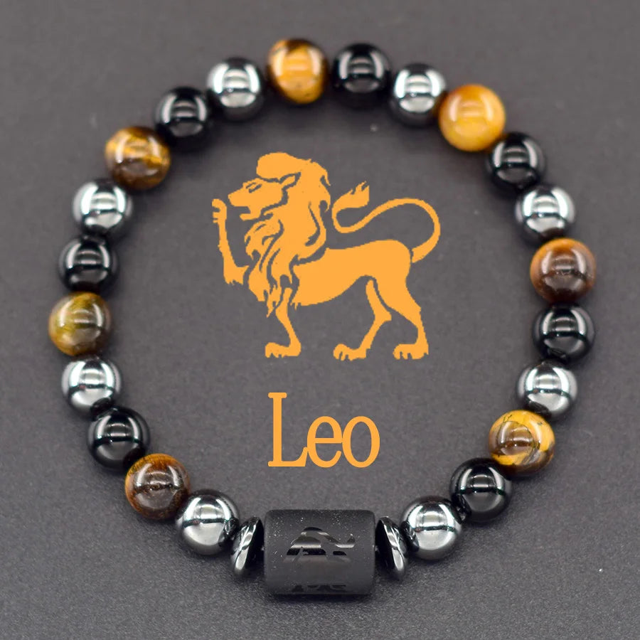 12 Zodiac Sign Bracelet Homme Constellation Bracelet for Men Aries Virgo Leo Libra Charm Bangle Women Friendship Jewelry on Hand  (GoldenCity)
