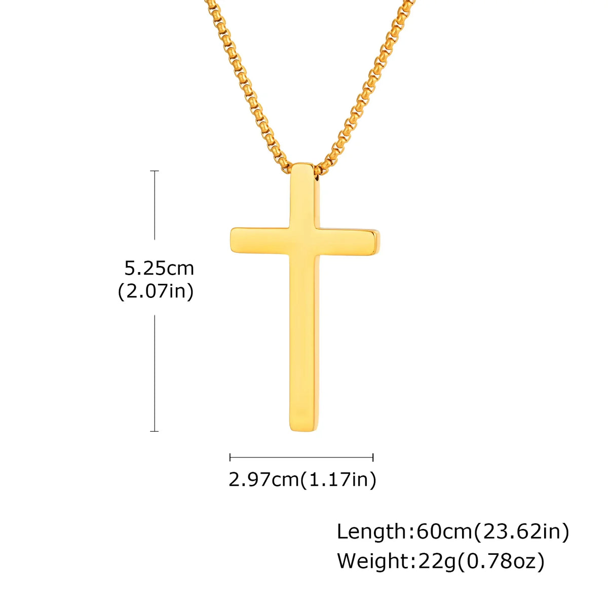 Cross Necklaces for Men Women, Simple Plain Black Silver Color Stainless Steel Thick Cross Pendant with Box Chain  (GoldenCity)