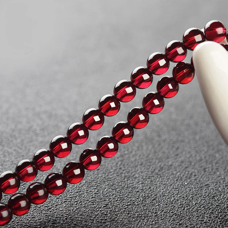 Natural Red Pomegranate Stone Bead Bracelet Women Man Dark Garnet Charm Bangles Yoga Meditation Friendship Gift Pulseras Mujer  (GoldenCity)