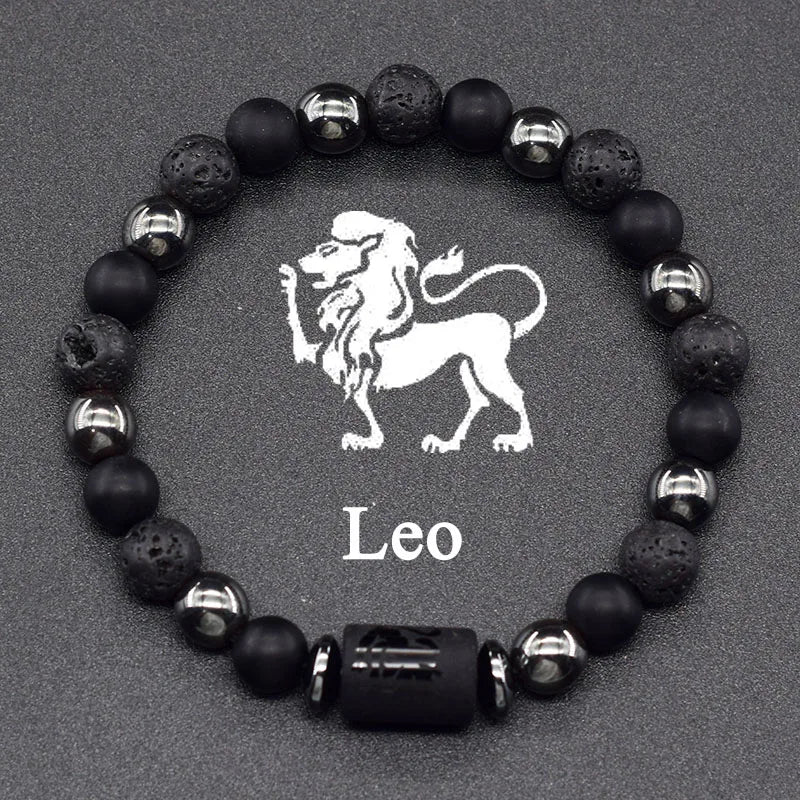 12 Zodiac Constellation Signs Bracelets for Men Women Real Natural Tiger Eye Sparrow Picture Stone Bead Bracelet Leo Taurus Gift  (GoldenCity)
