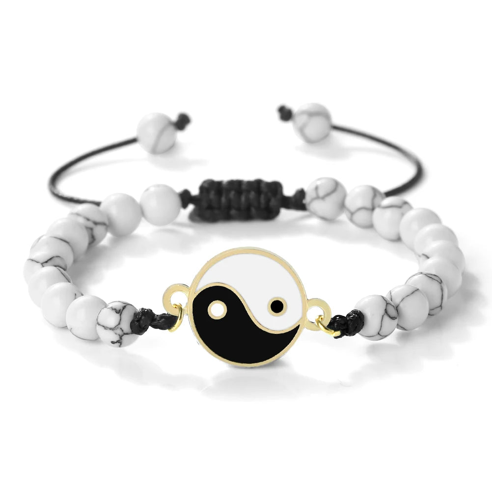 New 6mm Tiger Eye TaiChi Braided Bracelet Women Men YinYang Healing Couple Bangles Chain Adjustable Pulsera Jewelry Gift  (GoldenCity)