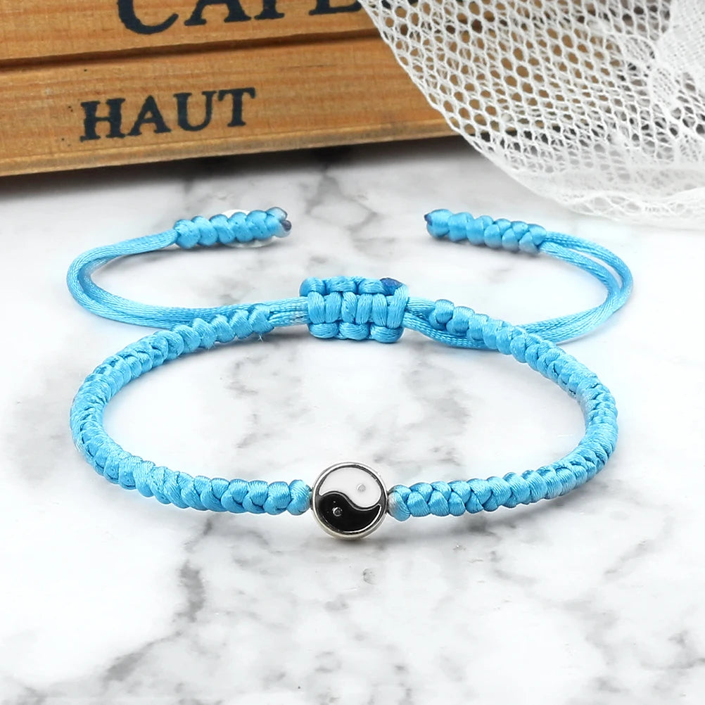 Mini Taichi Pendant Braided Bracelet Women Men Yinyang Balance Couple Bracelet&Bangles Chain Jewelry Vintage Pulsera Jewelry  (GoldenCity)