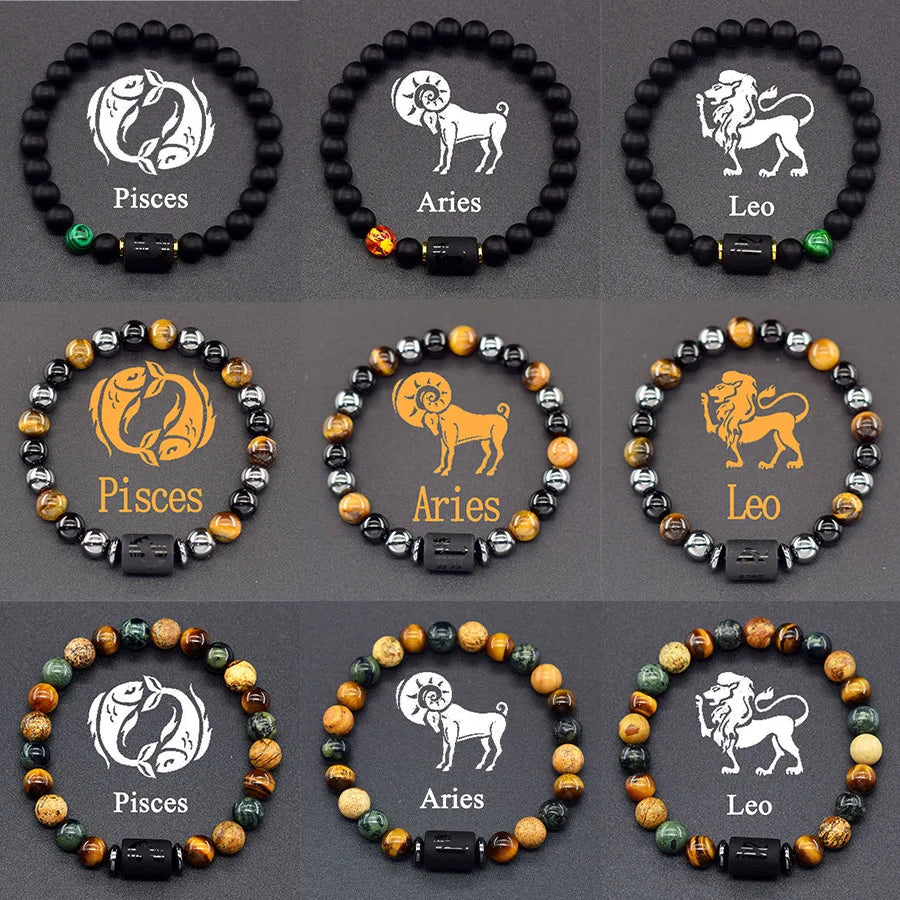 12 Zodiac Sign Bracelet Homme Constellation Bracelet for Men Aries Virgo Leo Libra Charm Bangle Women Friendship Jewelry on Hand  (GoldenCity)