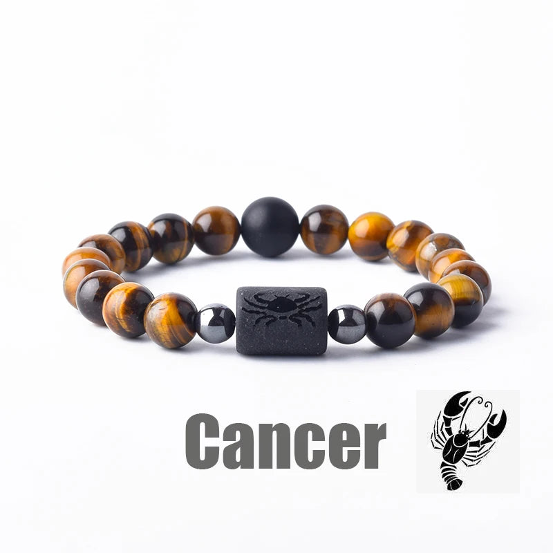 Zodiac Sign Bracelet Homme 12 Constellation Bangles Men Gemini Virgo Leo Libra Bracelet Women Friendship Gift Bracelet on Hand  (GoldenCity)